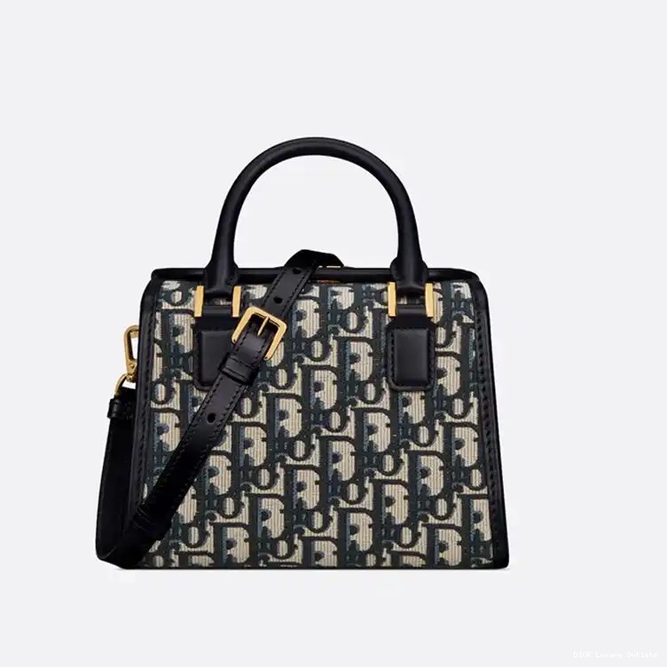 Motif Bag Boston Canvas Blue Dior Oblique Small 0417 Luxury
